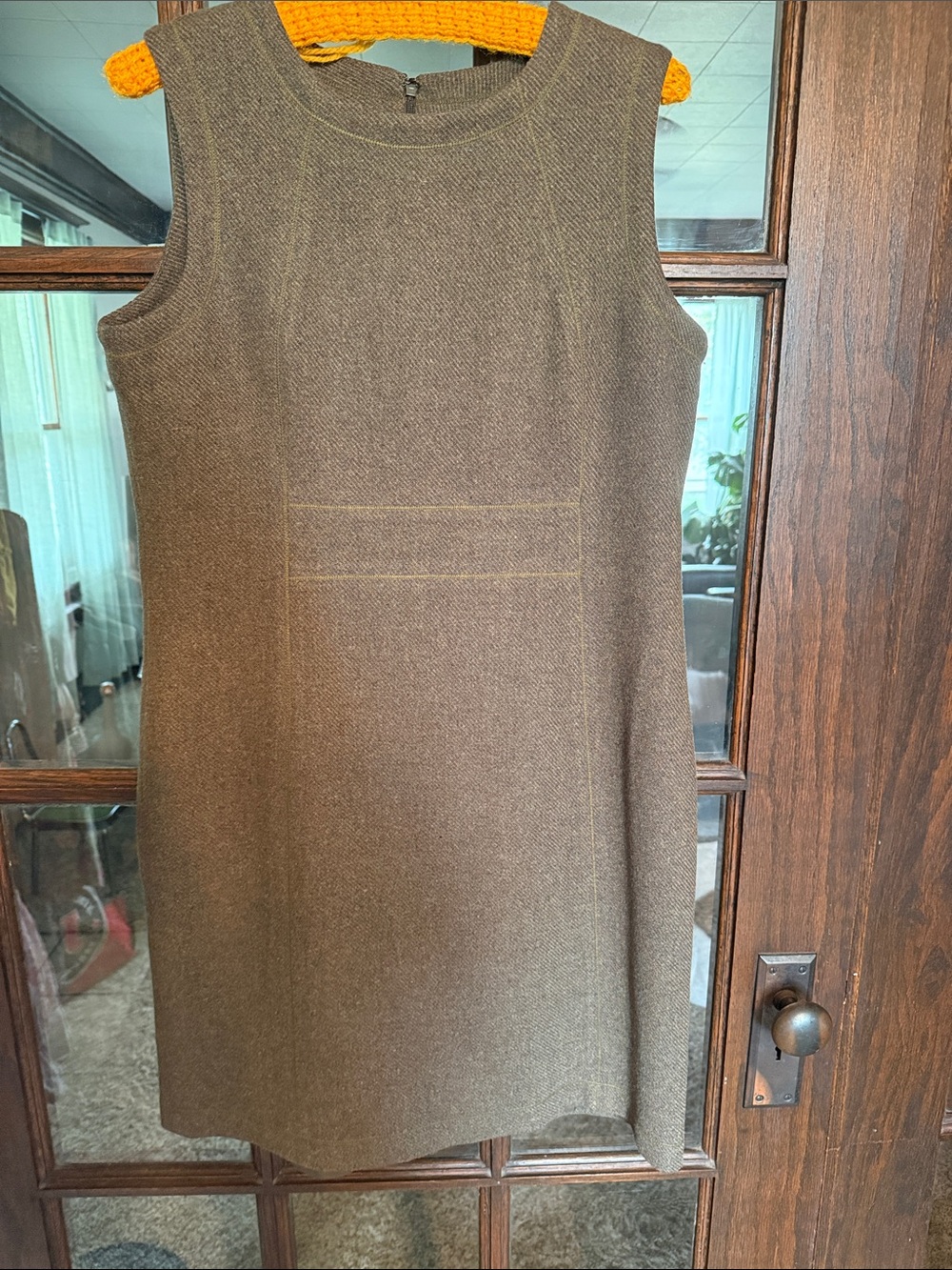 Tailor B. Moss Olive Brown Sleeveless Shift Midi Dress